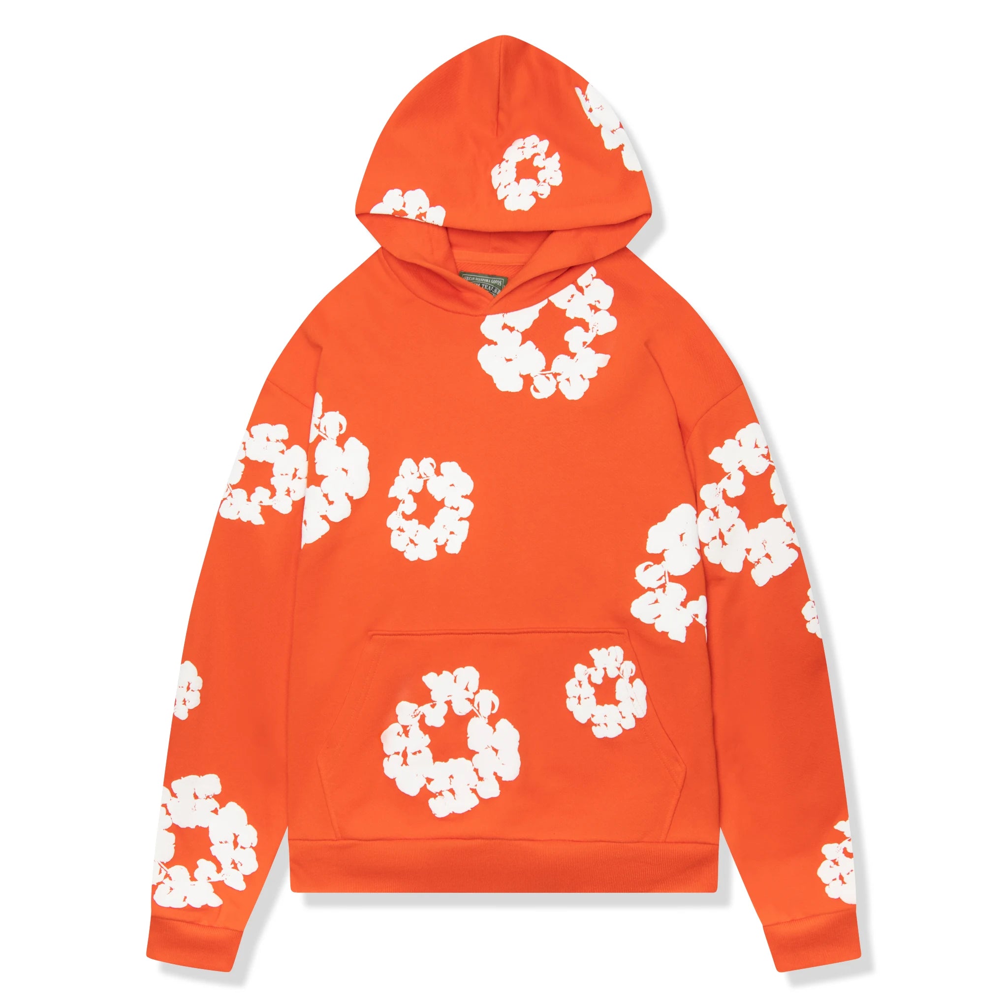 Front view of Denim Tears The Cotton Wreath Orange Hoodie